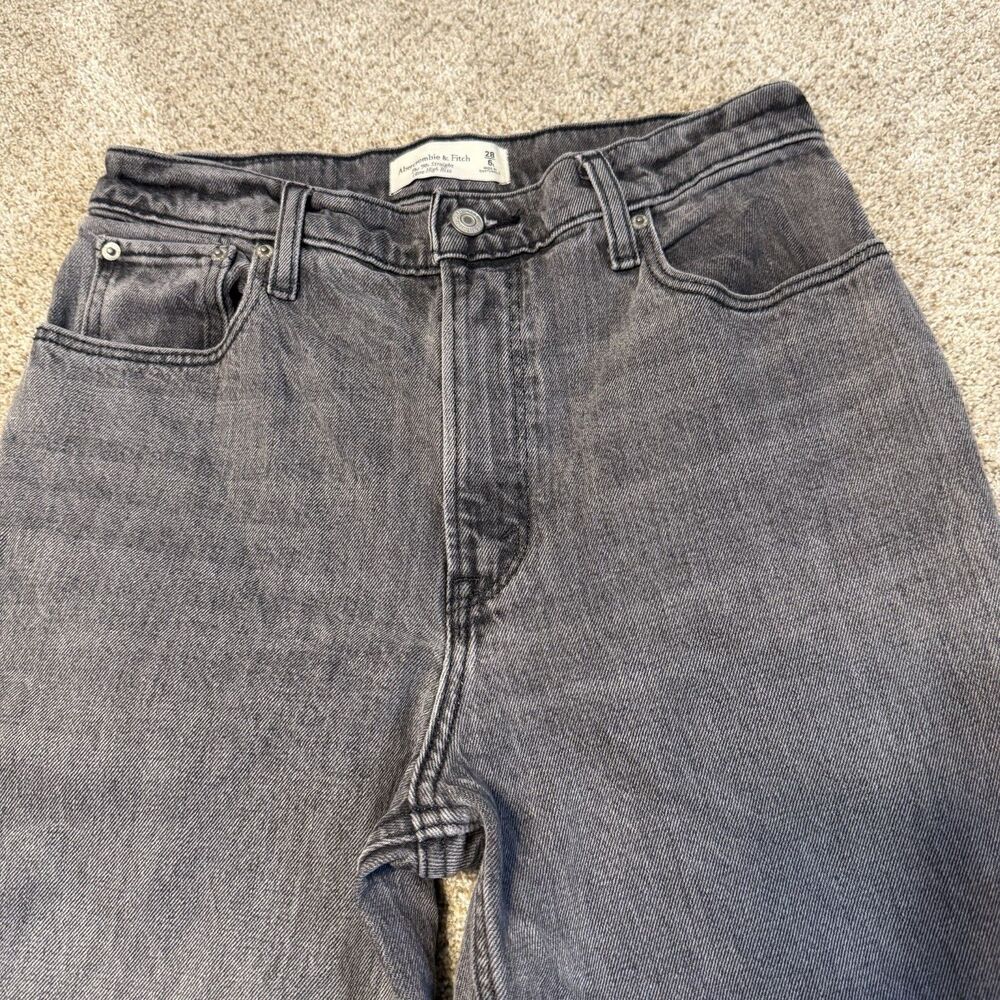 Abercrombie & Fitch The 90s Straight Ultra High Rise Charcoal Jeans 28 6L Tall - Picture 2 of 10
